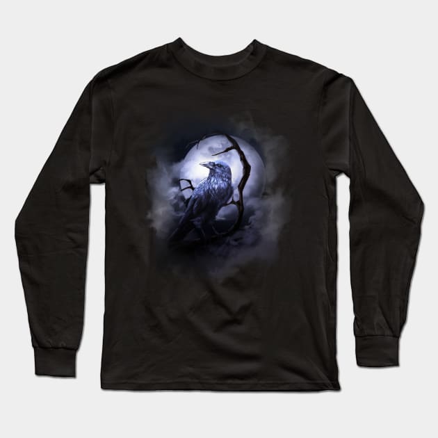 Midnight Raven Long Sleeve T-Shirt by Ink Raven